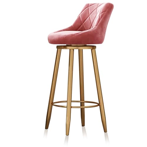 OUBBDVRT Set von 3 Schwenkstangenhodern, 65 cm Samtklopfenhöhe mit Rücken, stilvolle grüne Kücheninselsitze, goldene Beine, perfekt für Home & Pub -Nutzung von OUBBDVRT