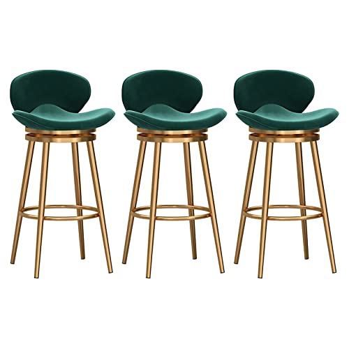 OUBBDVRT Set von 4 modernen Velvet -Schwenk -Barhocker mit Rückenlehne, 65 cm Höhe, Metallfootder - Stylish Kitchen Island & Home Bar Stühle in Grün von OUBBDVRT