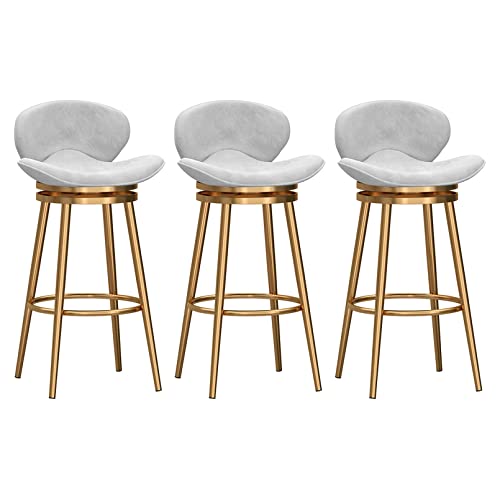 OUBBDVRT Set von 4 modernen Velvet -Schwenk -Barhocker mit Rückenlehne, 65 cm Höhe, Metallfootder - Stylish Kitchen Island & Home Bar Stühle in Grün von OUBBDVRT
