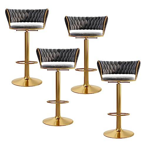 OUBBDVRT Set von 4 modernen Velvet -Schwenk -Barhockern, Tufted Barstühle mit Rücken- und Goldfußstütze für Home Bar, Kücheninsel, Esszimmer - Stylish Green Design OUBBDVRT Set von 4 modernen Velvet -Schwenk -Barhockern, Tufted Barstühle mit Rücken- und Goldfußstütze für Home Bar, Kücheninsel, Esszimmer - Stylish Green Design von OUBBDVRT
