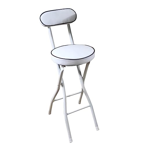 OUBBDVRT Tragbarer Klappstangenhocker mit Rückenunterstützung und Fußstützen zusammenklappbarer Stuhl für Runde Counterhöhe für Küchengarten Badezimmer 65 cm Einstellbarer Sitz für Erwachsene von OUBBDVRT