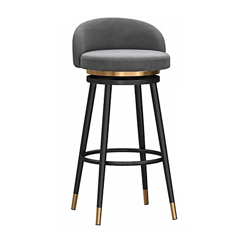 OUBBDVRT Velvet Polster gepolsterte Schwenkbarhocker mit Low Rücken Counter Height Metall Rahmenstuhl für Kücheninsel Esszimmer Terrasse Grauer Set von 1 von OUBBDVRT