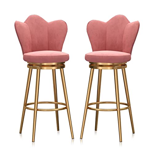 OUBBDVRT Velvet Polster gepolsterte Schwenkbarhocker mit Low Rücken Counter Height Metall Rahmenstuhl für Kücheninsel Esszimmer Terrasse Grauer Set von 1 von OUBBDVRT