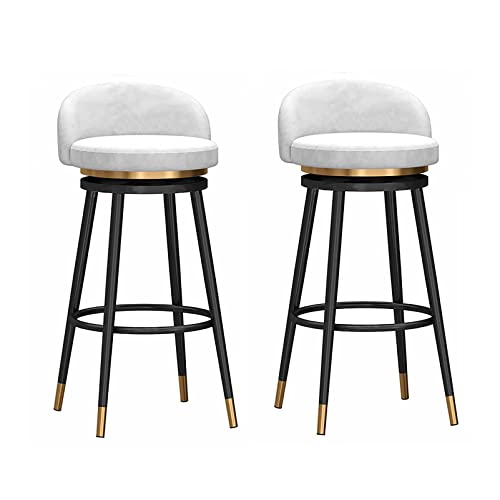 OUBBDVRT Velvet Polster gepolsterte Schwenkbarhocker mit Low Rücken Counter Height Metall Rahmenstuhl für Kücheninsel Esszimmer Terrasse Grauer Set von 1 von OUBBDVRT