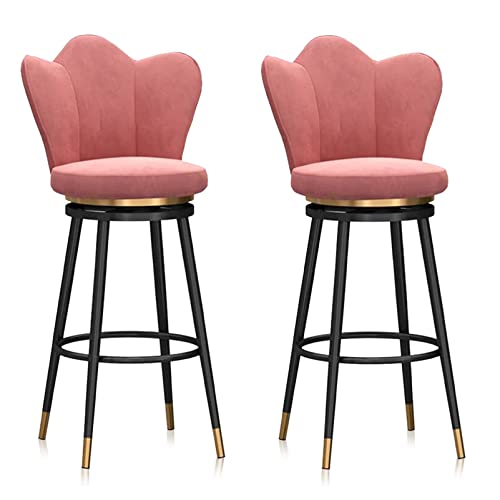 OUBBDVRT Velvet Polster gepolsterte Schwenkbarhocker mit Low Rücken Counter Height Metall Rahmenstuhl für Kücheninsel Esszimmer Terrasse Grauer Set von 1 von OUBBDVRT