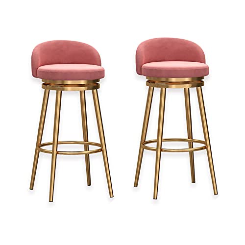 OUBBDVRT Velvet Polster gepolsterte Schwenkbarhocker mit Low Rücken Counter Height Metall Rahmenstuhl für Kücheninsel Esszimmer Terrasse Grauer Set von 1 von OUBBDVRT