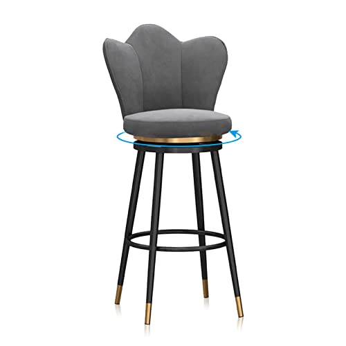 OUBBDVRT Velvet Polster gepolsterte Schwenkbarhocker mit Low Rücken Counter Height Metall Rahmenstuhl für Kücheninsel Esszimmer Terrasse Grauer Set von 1 von OUBBDVRT
