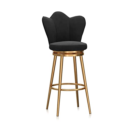 OUBBDVRT Velvet Polster gepolsterte Schwenkbarhocker mit Low Rücken Counter Height Metall Rahmenstuhl für Kücheninsel Esszimmer Terrasse Grauer Set von 1 von OUBBDVRT