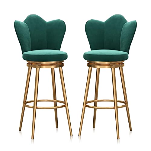 OUBBDVRT Velvet Polster gepolsterte Schwenkbarhocker mit Low Rücken Counter Height Metall Rahmenstuhl für Kücheninsel Esszimmer Terrasse Grauer Set von 1 von OUBBDVRT