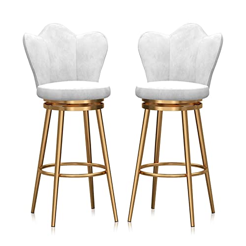OUBBDVRT Velvet Polster gepolsterte Schwenkbarhocker mit Low Rücken Counter Height Metall Rahmenstuhl für Kücheninsel Esszimmer Terrasse Grauer Set von 1 von OUBBDVRT