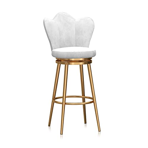 OUBBDVRT Velvet Polster gepolsterte Schwenkbarhocker mit Low Rücken Counter Height Metall Rahmenstuhl für Kücheninsel Esszimmer Terrasse Grauer Set von 1 von OUBBDVRT