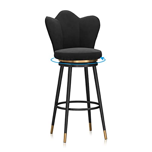 OUBBDVRT Velvet Polster gepolsterte Schwenkbarhocker mit Low Rücken Counter Height Metall Rahmenstuhl für Kücheninsel Esszimmer Terrasse Grauer Set von 1 von OUBBDVRT