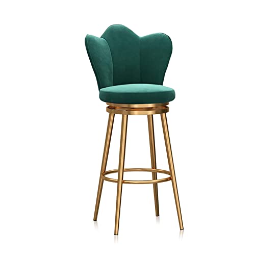 OUBBDVRT Velvet Polster gepolsterte Schwenkbarhocker mit Low Rücken Counter Height Metall Rahmenstuhl für Kücheninsel Esszimmer Terrasse Grauer Set von 1 von OUBBDVRT