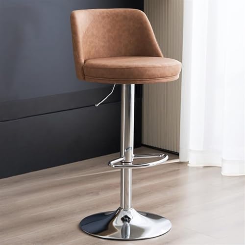 OUBBDVRT Verstellbare graue Kücheninselhocker, PU Leder Counter Height Barhocker mit Rücken, Moderne armlose Frühstücksstühle, Schwenkarchit von OUBBDVRT