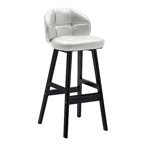 OUBBDVRT Vintage PU Leather Barhocker mit Fußstütze - stilvolle Heimküchenstühle zum Essen, Frühstücksbar und Pub - Komfortable Holzstühle mit 2 von OUBBDVRT