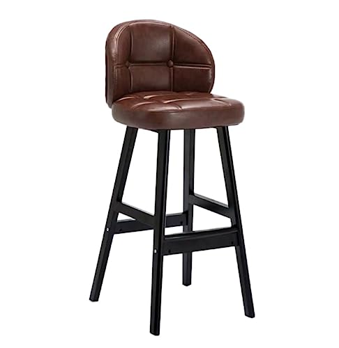 OUBBDVRT Vintage PU Leather Barhocker mit Fußstütze - stilvolle Heimküchenstühle zum Essen, Frühstücksbar und Pub - Komfortable Holzstühle mit 2 OUBBDVRT Vintage PU Leather Barhocker mit Fußstütze - stilvolle Heimküchenstühle zum Essen, Frühstücksbar und Pub - Komfortable Holzstühle mit 2 von OUBBDVRT