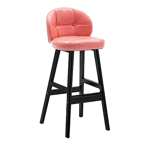 OUBBDVRT Vintage PU Leather Barhocker mit Fußstütze - stilvolle Heimküchenstühle zum Essen, Frühstücksbar und Pub - Komfortable Holzstühle mit 2 von OUBBDVRT