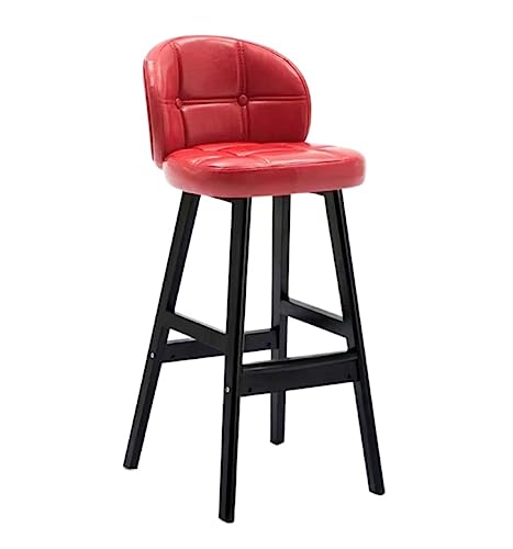 OUBBDVRT Vintage PU Leather Barhocker mit Fußstütze - stilvolle Heimküchenstühle zum Essen, Frühstücksbar und Pub - Komfortable Holzstühle mit 2 OUBBDVRT Vintage PU Leather Barhocker mit Fußstütze - stilvolle Heimküchenstühle zum Essen, Frühstücksbar und Pub - Komfortable Holzstühle mit 2 von OUBBDVRT