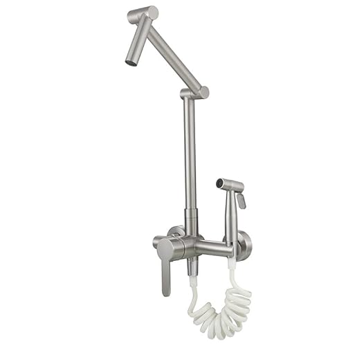Potfüller Wasserhahn Wandmontage Küche Spüle Heiße und kalte Mischung Küchenspüle Mixer HAP 360 ° Rotatable Küchenhahn mit Sprühpistole gebürstet Silber Potfüller Wasserhahn Wandmontage Küche Spüle Heiße und kalte Mischung Küchenspüle Mixer HAP 360 ° Rotatable Küchenhahn mit Sprühpistole gebürstet Silber von OUBBDVRT