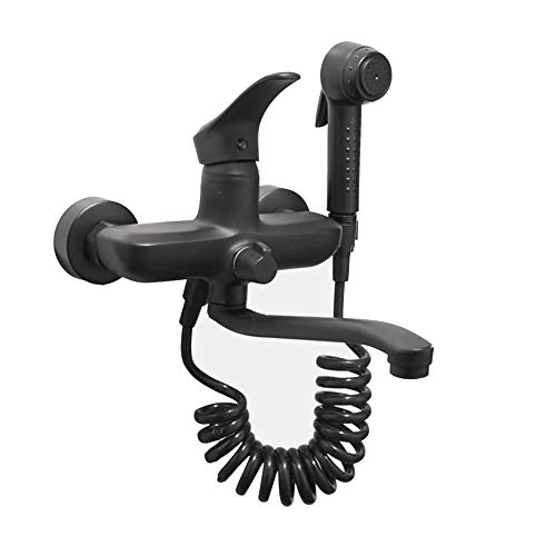 Wandmontierte Küche klopft schwarz heiß und kaltes doppeltes Loch Rotatable Messing Küchenspüle Mixer mit Sprühpistolen-Badezimmer Wasserhahn-25 cm (30 cm) von OUBBDVRT