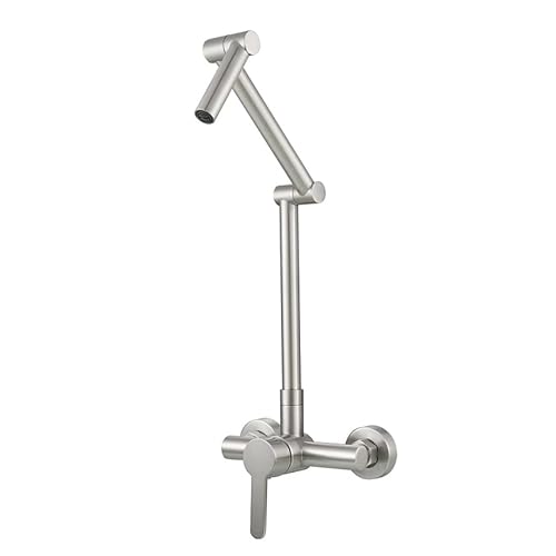 Wandmontierte Küchenspüle Wasserhahn Universal Wasserhahn heiß und kalter Küchenarmatur faltbar drehbarer Messing Schwarzer Einzelmodus Wandmontierte Küchenspüle Wasserhahn Universal Wasserhahn heiß und kalter Küchenarmatur faltbar drehbarer Messing Schwarzer Einzelmodus von OUBBDVRT