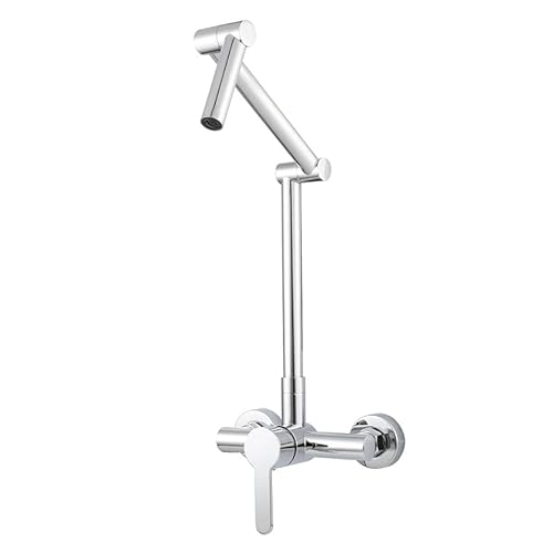 Wandmontierte Küchenspüle Wasserhahn Universal Wasserhahn heiß und kalter Küchenarmatur faltbar drehbarer Messing Schwarzer Einzelmodus von OUBBDVRT