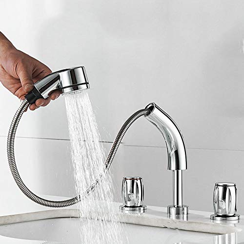 Waschbecken Wasserhahn 3 Loch Messing 360 ° rotierend einsenksam kalt und heiße Badezimmerhähne für Waschbecken 8 Zoll Waschbecken Wasserhahn 3 Loch Messing 360 ° rotierend einsenksam kalt und heiße Badezimmerhähne für Waschbecken 8 Zoll von OUBBDVRT