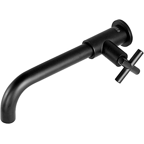 Wasserhahn Wasserhähne Schwarze Verteidigung Spritzer in der Wand verlängern Mop Pool Wasserhahn Wasser-Tap Ein kaltes Badezimmer aus dem Wandhauskupfer-Mop-Pool Chrom (Farbe: Nero) von OUBBDVRT