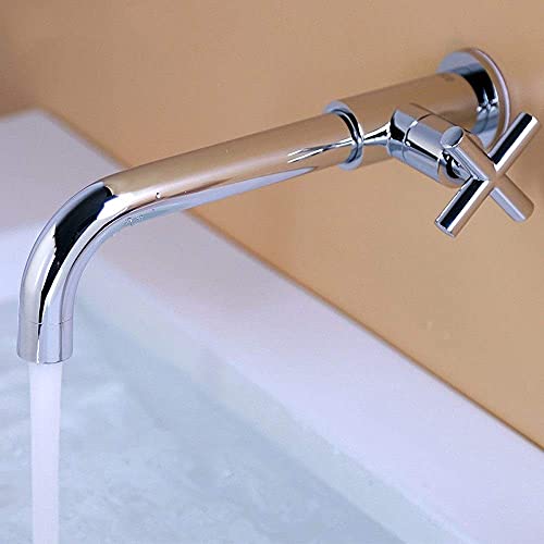 Wasserhahn Wasserhähne Schwarze Verteidigung Spritzer in der Wand verlängern Mop Pool Wasserhahn Wasser-Tap Ein kaltes Badezimmer aus dem Wandhauskupfer-Mop-Pool Chrom (Farbe: Nero) von OUBBDVRT