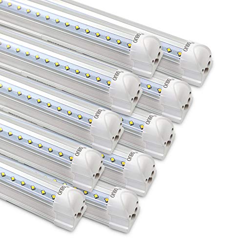 OUBO [10er Pack zum Sparpreis] LED Leuchtstoffröhre mit Fassung komplett 120CM LED Tube T8 Röhre Leuchtstofflampe, 18 Watt 2350 Lumen, Kaltweiss 6000K, Transparente Abdeckung von OUBO