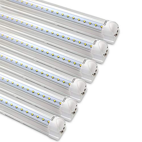 OUBO [6er Pack zum Sparpreis] LED Leuchtstoffröhre mit Fassung komplett 120CM LED Tube T8 Röhre Leuchtstofflampe, 18 Watt 2350 Lumen, Kaltweiss 6000K, Transparente Abdeckung von OUBO