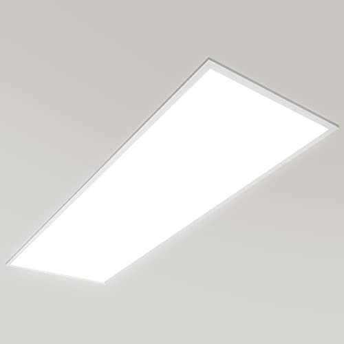 OUBO Deckenleuchte led Panel 120x30 48W 4000K LED Panel Deckenleuchte inkl. Federclips Neutralweiß 5500lm Weißrahmen für Restaurants, Büros, Geschäfte inkl. Trafo LED Deckenleuchte von OUBO