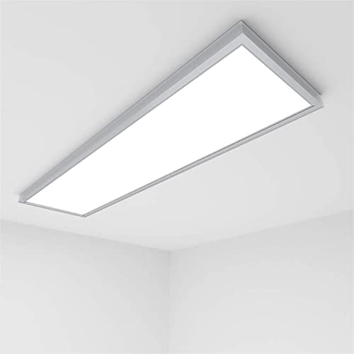 OUBO LED Panel 120x30 inkl. Silber Aufbaurahmen Deckenleuchte Neutralweiß 40W, 3600lm, 4000K Wandleuchte dünn Ultraslim Silberrahmen, inkl. Trafo, für Schlafzimmer, Esszimmer von OUBO