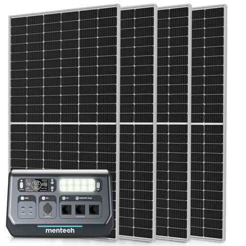 OUBO Mentech Balkonkraftwerk 4-in-1 Powerstation Grid m.600/800W Mikro-Wechselrichter, 2048Wh Speicher u. 1640W Photovoltaik Solarpanel Input PV DC 18-100V 1200W + AC 230V 1500W super schnell aufladen von OUBO