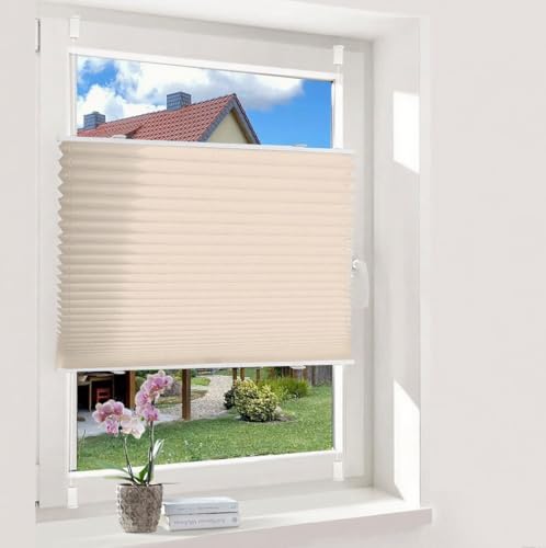 OUBO Plissee ohne Bohren Beige 85x110cm Plissee Klemmfix Version Plisseerollo Sichtschutz und Sonnenschutz Blickdicht Easyfix lichtdurchlässig Rollo für Fenster & Tür Einfache Montage OUBO Plissee ohne Bohren Beige 85x110cm Plissee Klemmfix Version Plisseerollo Sichtschutz und Sonnenschutz Blickdicht Easyfix lichtdurchlässig Rollo für Fenster & Tür Einfache Montage von OUBO