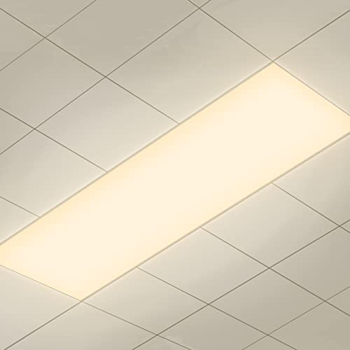 OUBO [Premium 100 lm/W LED Panel 120x30cm 2.9KG Hochwertiger Warmweiß 48W/4950lm/3000K Deckenleuchte Wandleuchte dünn Ultraslim Silberrahmen, inkl. Trafo von OUBO