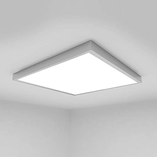 OUBO [Premium 100 lm/W] LED Panel 62x62 inkl. Silber Aufbaurahmen Neutralweiß 4000K LED Deckenleuchte Ultraslim 36W 3750 Lumen Weißrahmen Wandleuchten für Küche, Keller, Büro, inkl. Trafo von OUBO