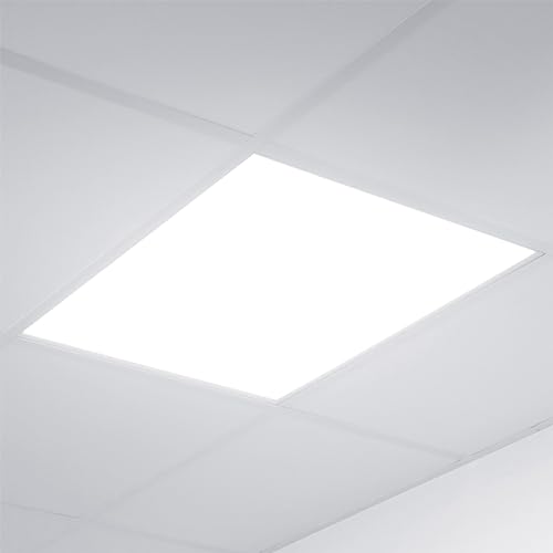 OUBO [Premium 120 lm/W LED Deckenleuchte Panel inkl. Philips Flimmerfrei Trafo UGR17 62x62cm 36W 6000 4200lm Kaltweiß Weißrahmen Ultraslim Deckenlampe für garage, keller, wohnzimmer, küche, büro von OUBO