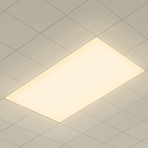 OUBO [Pro High Lumen] LED Panel 120x60cm Deckenleuchte 72W 8850 Lumen Warmweiss 3000K Silberrahmen, Einbauleuchten Set 230V, Wandleuchte, inkl. Trafo von OUBO