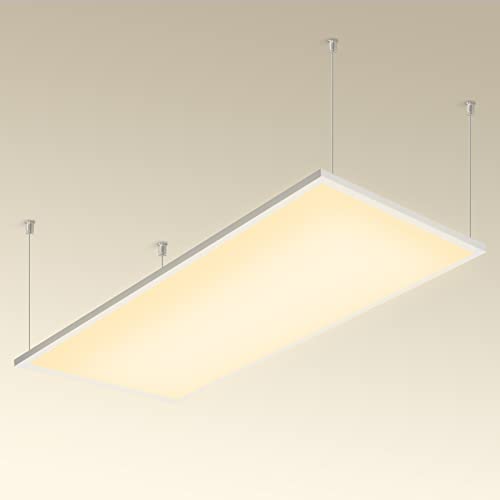 OUBO [Pro High Lumen] LED Panel 120x60cm inkl. Aufhängeset Deckenleuchte 72W 8850 Lumen Warmweiss 3000K, Einbauleuchten Set 230V, Wandleuchte, inkl. Trafo von OUBO