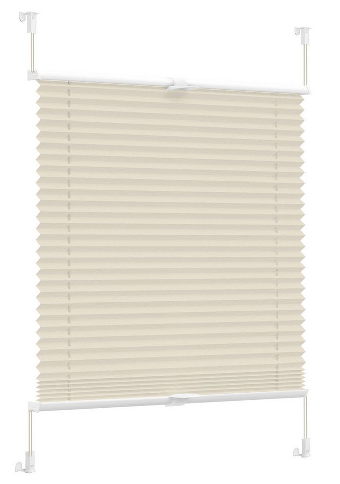 OUBO Plissee Ohne Bohren klemmfix Weiß, Klemmträger, Easyfix Faltrollo mit Klemmträger, Klemmfix ohne Bohren, Lichtschutz,einfache Montage von OUBO