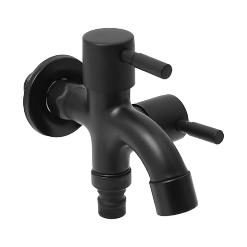 OUBUBY 1/2 Zoll Garten Wasserhahn Keramischer Kugelhahn Aussen Frostsicher Auslaufhahn mit Doppel Kugel Auslaufventil für Garten Waschmaschine Regentonne (Schwarz) von OUBUBY