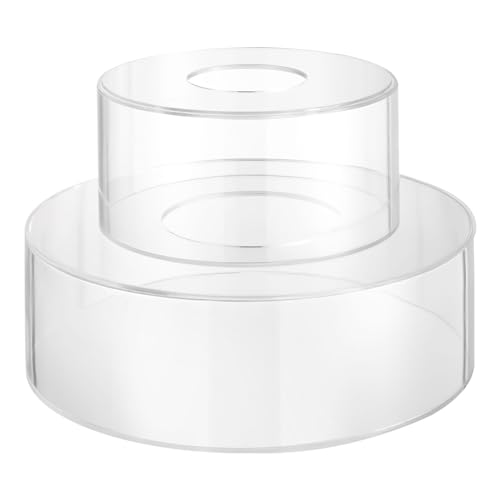 OUBUBY 2PCS 8'' 12'' Runde Acryl Kuchen Stand, Dessert Tisch Display Set Cupcake Stand Zylinder Display Stand Display Box mit LED Lichter Dekoration Stand Geeignet für Hochzeit Geburtstag von OUBUBY