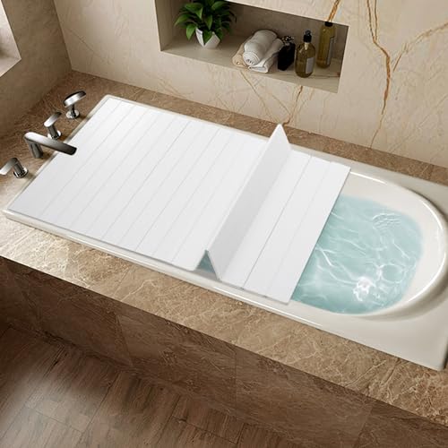 OUBUBY Badewannenabdeckung, Faltbare Badewannenverkleidung, wasserdicht, staubdicht Badewannenablage, 11.02lb isolierte PVC Badewanne, haltbare Isolierplatte für Haus, Badezimmer, Spa-Erlebnis von OUBUBY