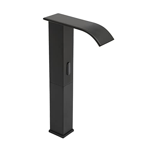 OUBUBY Infrarot Sensor Waschtischmischer, Bad Einhebelmischer Berührungsloser Wasserhahn Automatischer Sensorhahn für Zuhause Restaurant Einkaufszentrum (Schwarz) von OUBUBY