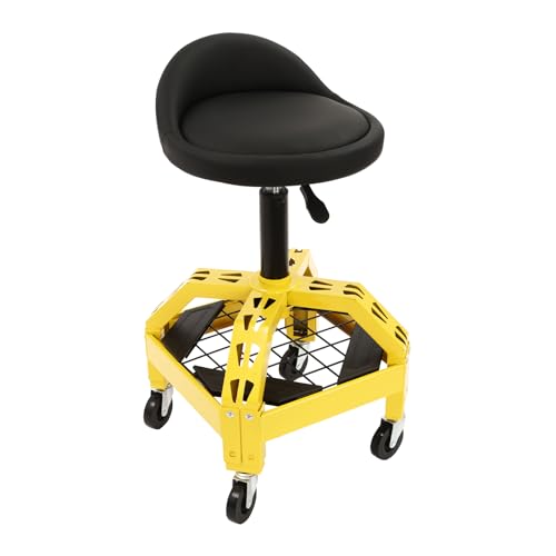 OUBUBY Werkstatthocker, Hocker mit Rollen Verstellbarer Mechanischer Rollhocker Drehbarer Werkstattsitz Reparaturstuhl Maximale Belastung 286,6 Lbs mit Ablage Geeignet für Werkstätten Werkstätten von OUBUBY