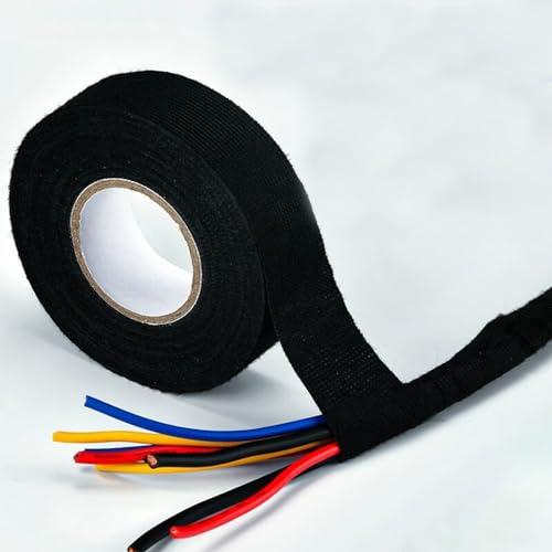 4 Stück Isolierband, Hitzebeständig Auto Gewebeband, Auto Kabel Klebeband, Gewebeband Schwarz, Stoffklebeband Elektro, Elektrische Kabel Stoffband, 25mm*15m*0.3mm, für Auto Kabel, Elektroindustrie von OUCONGK