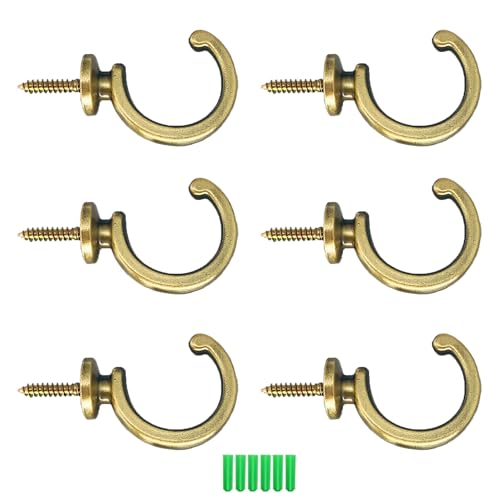 6 Stück Gardinenhalter Wand, Vorhang Haken aus Zinklegierung, G-förmige Curtain Holder, Bronze Raffhalter Wandmontage, Dekorativer Wandmontage Raffhaken, für Zuhause, Schlafzimmer, Büro, Esszimmer von OUCONGK