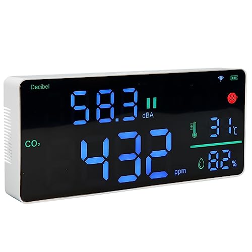 CO2-Monitor 27.9 cm 4 in 1 Digital Schallpegelmessgerät Thermometer Hygrometer Wandhalterung Tester von OUCRIY