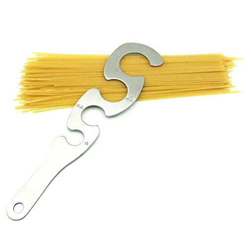 Edelstahl-Spaghetti-Messgerät mit 4 Löchern, S-förmiges Spaghetti-Lineal, Praktische, Langlebige Küchenutensilien (Silber) von OUCRIY
